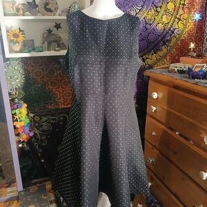 💙2/$20 American Living Black Sleeveless Dress with White Dots